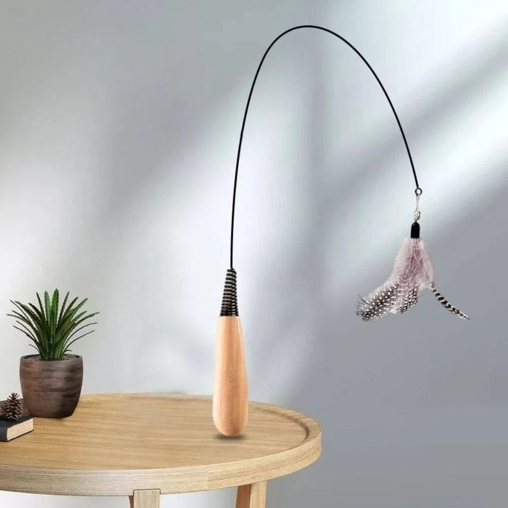Wooden Handle Spring Teasing Cat Stick - MyPetDollar.com