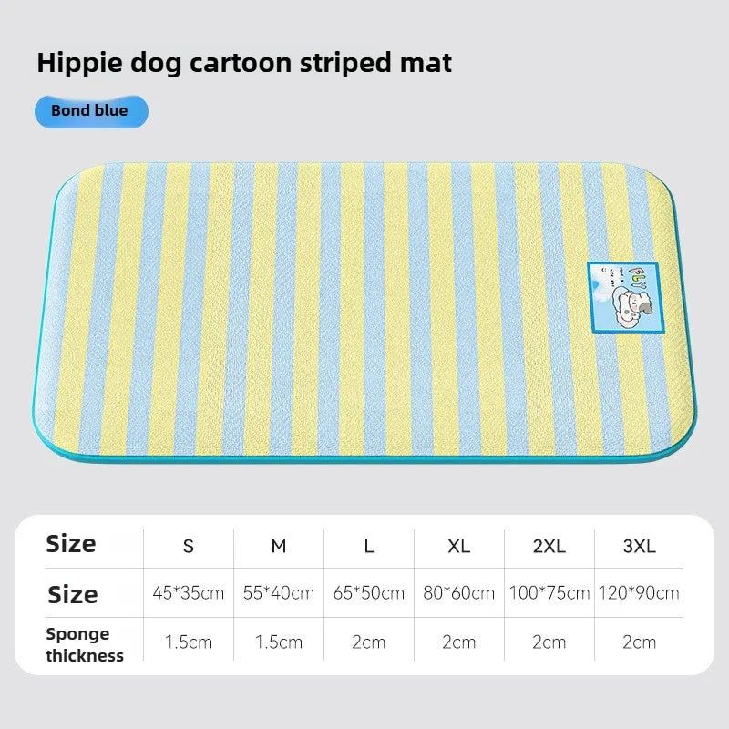 Summer Dog Cartoon Striped Ice Silk Cooling - MyPetDollar.com