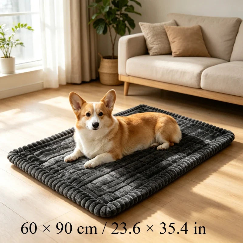 Washable All-season Soft Striped Plush Car Dog Bed
