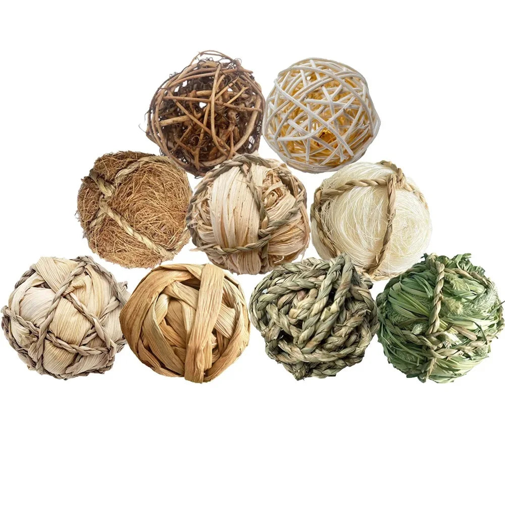 Bunny Grass Balls Rolling Toys for Small Animals Natural – 3 Colors