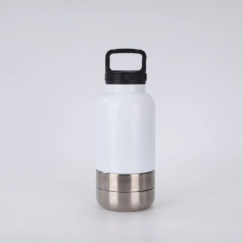 Okkpets 32Oz 3 in 1 Stainless Steel Dog Water Bottle, Portable