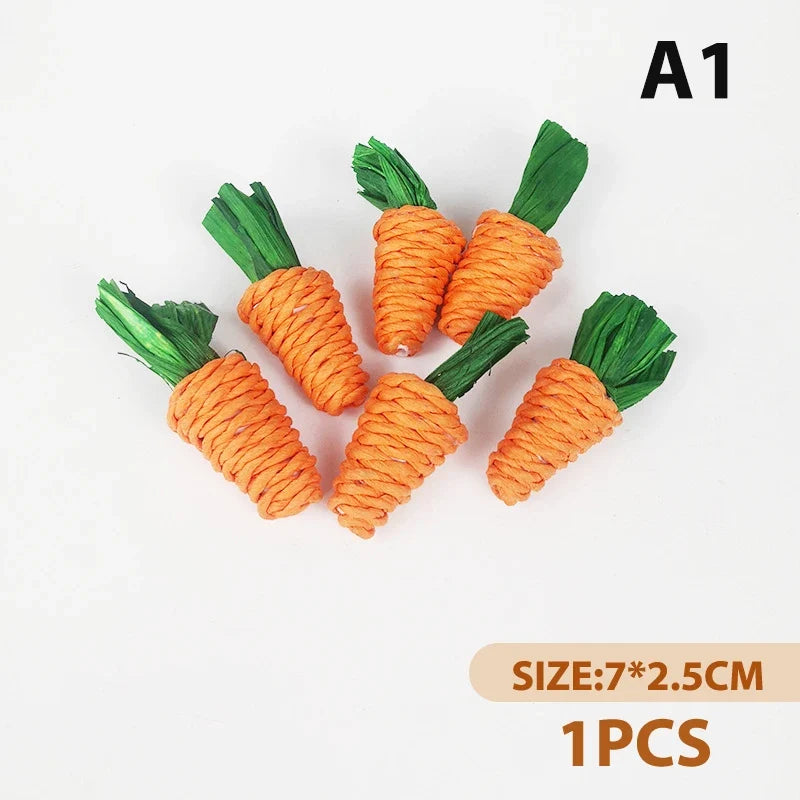 Hamster Rabbit Chew Plaything Bite Grind Teeth Corn Carrot Woven