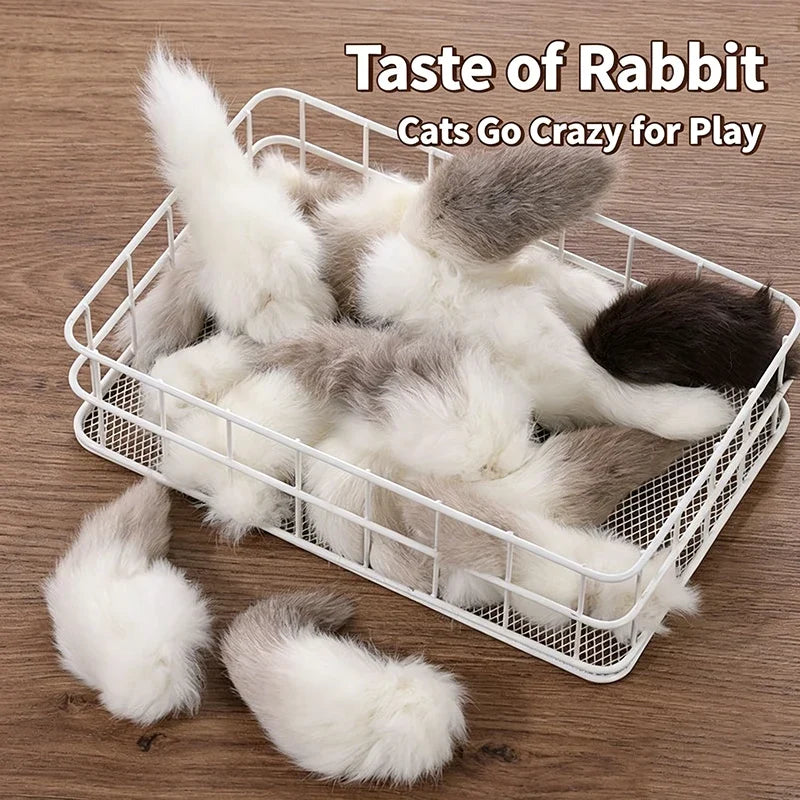 2Pcs Natural Rabbit Tail Cat Toy, Scented - MyPetDollar.com