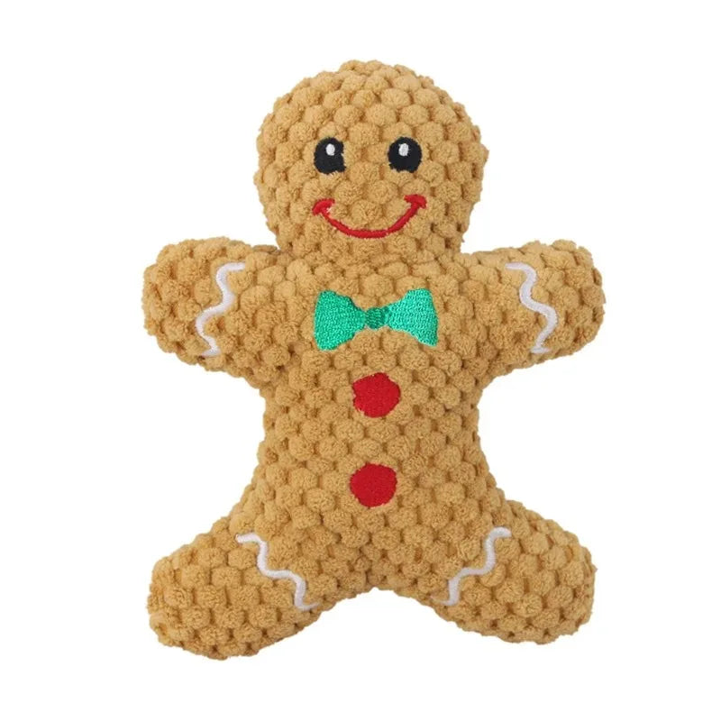 Christmas Dog Plush Squeaky Toys Donut Chew - MyPetDollar.com