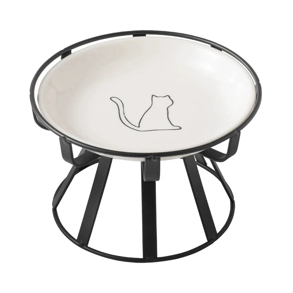 Elevated Ceramic Cat Bowl with Iron Stand, - MyPetDollar.com