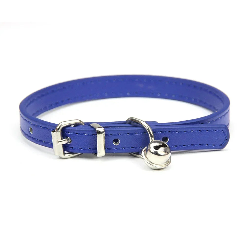 Cute Puppy Cat Collar With Bells PU Leather - MyPetDollar.com