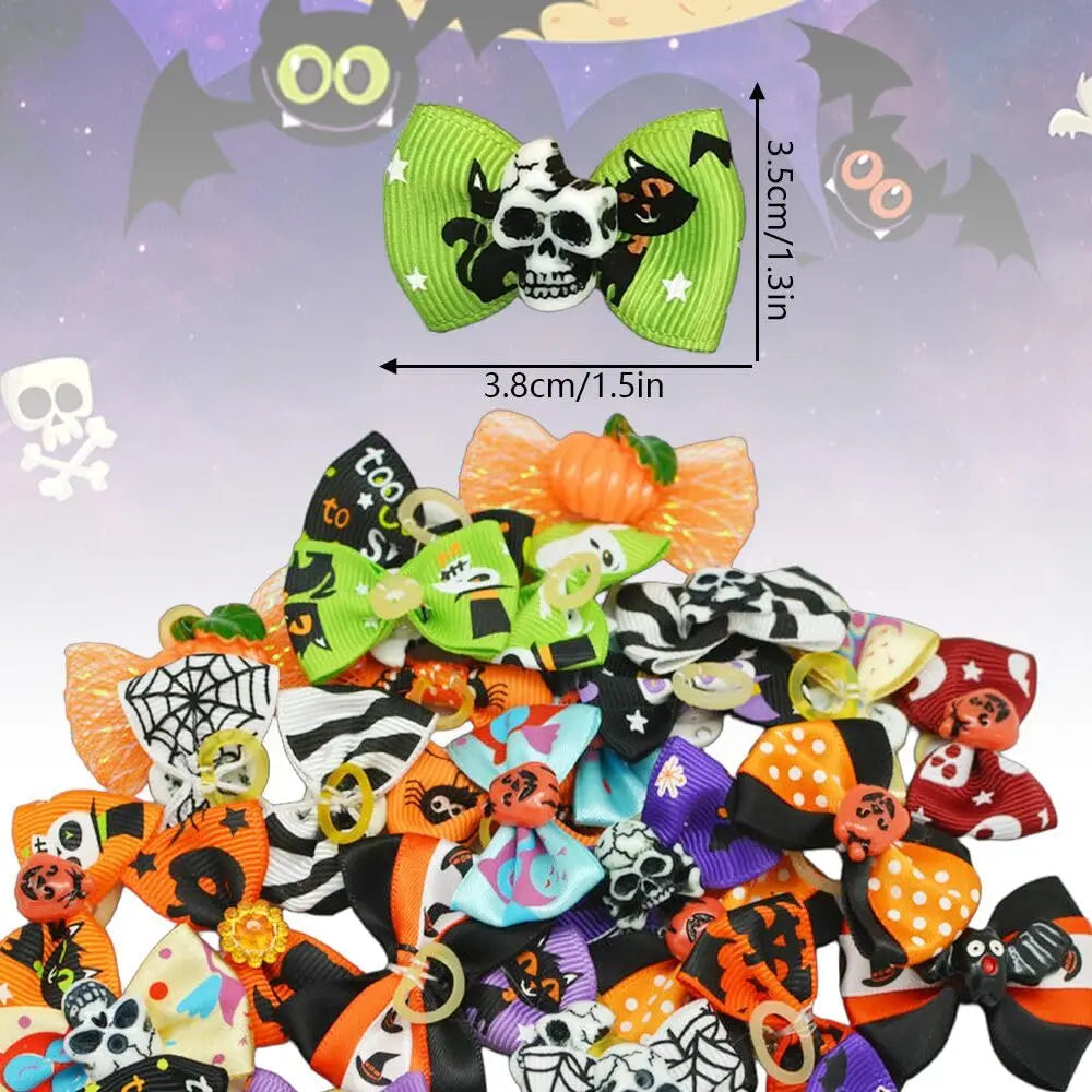 Puppy Yorkie Dog Hair Bow Halloween Ribbon - MyPetDollar.com