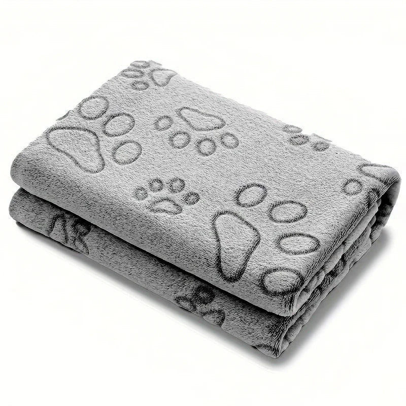 Cozy Plush Dog Paw Print Blanket - Soft Flannel Pet Bed – 3 Sizes