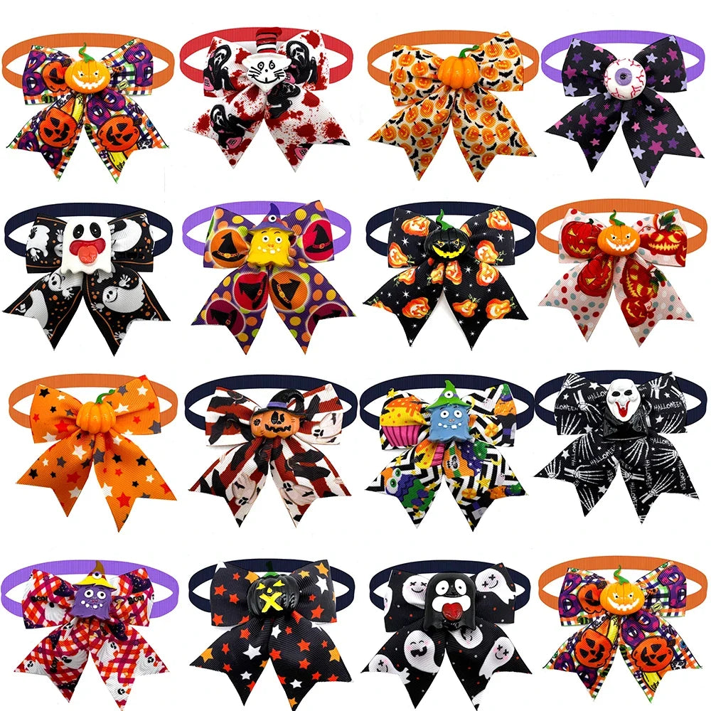 50 Halloween Dog Bow Ties Neckties Adjustable Small Puppy