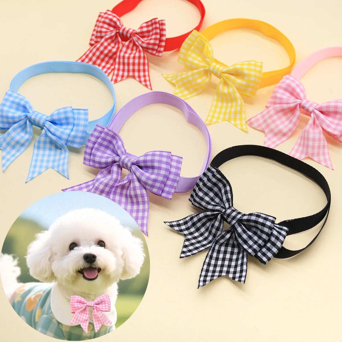 50PCS Classical Plaid Dog Bowties Adjustable - MyPetDollar.com