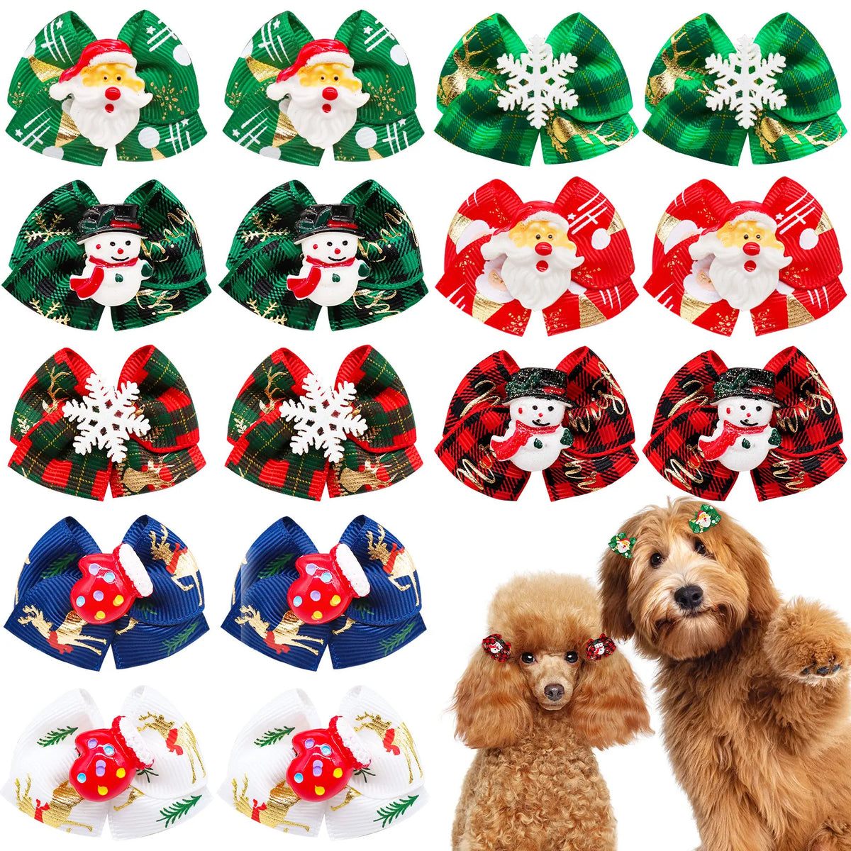 Christmas Dog Bows Handmade Puppy