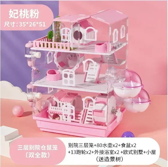 2 3 Layer Acrylic Pet Hamster Enclosure – 6 Colors