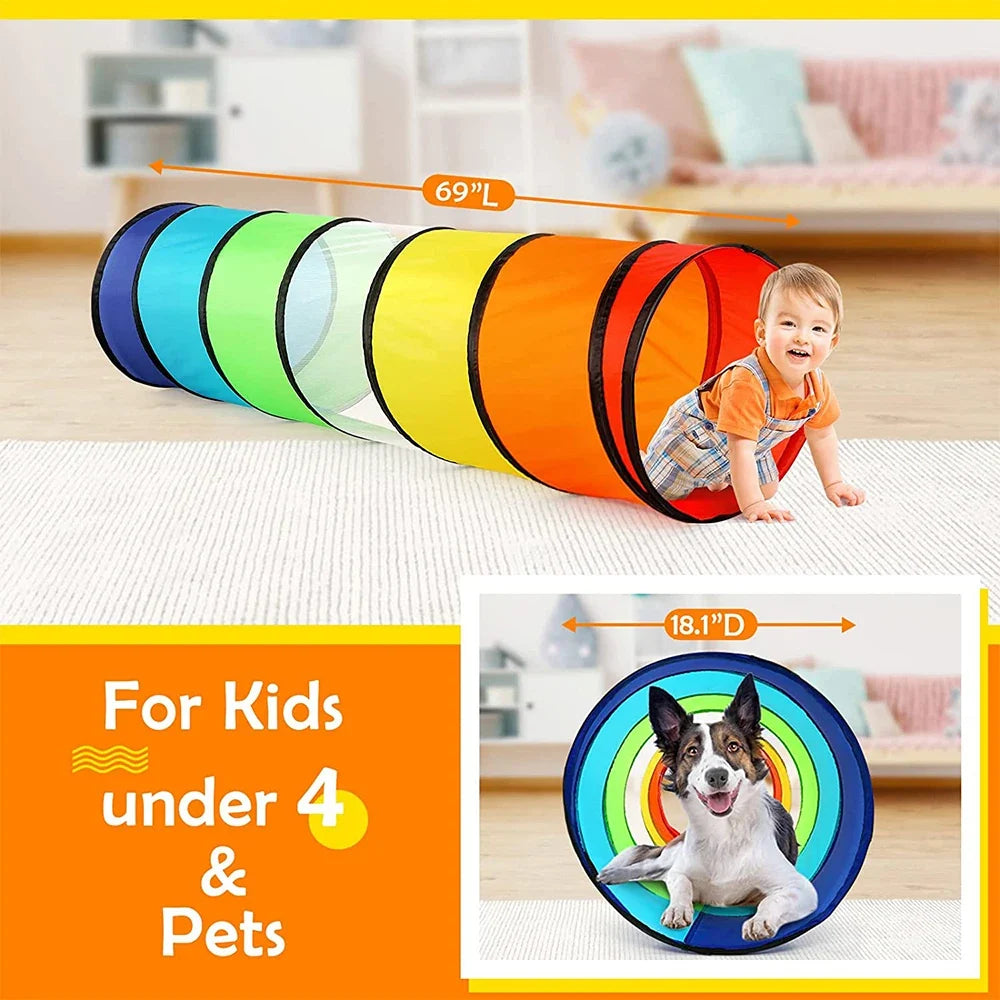 Colorful Pet kid Tunnel Toy with Tent - MyPetDollar.com