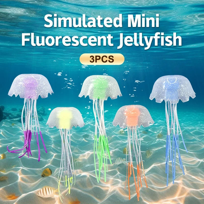 3Pcs Glowing Silicone Jellyfish Aquarium - MyPetDollar.com