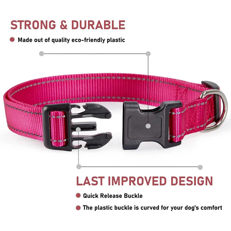 1PC Reflective Dog Collar with Buckle - MyPetDollar.com