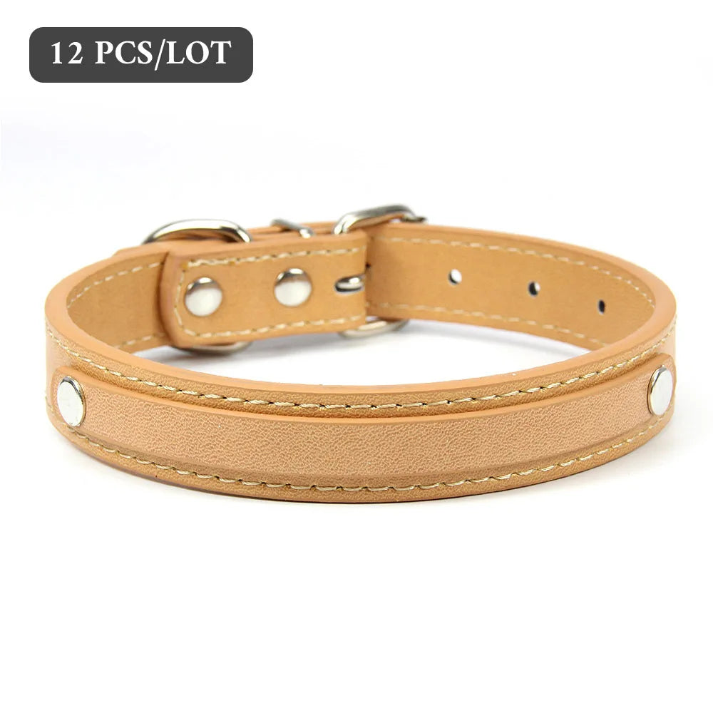 12 PCS Plain PU Leather DIY Name ID Dog - MyPetDollar.com