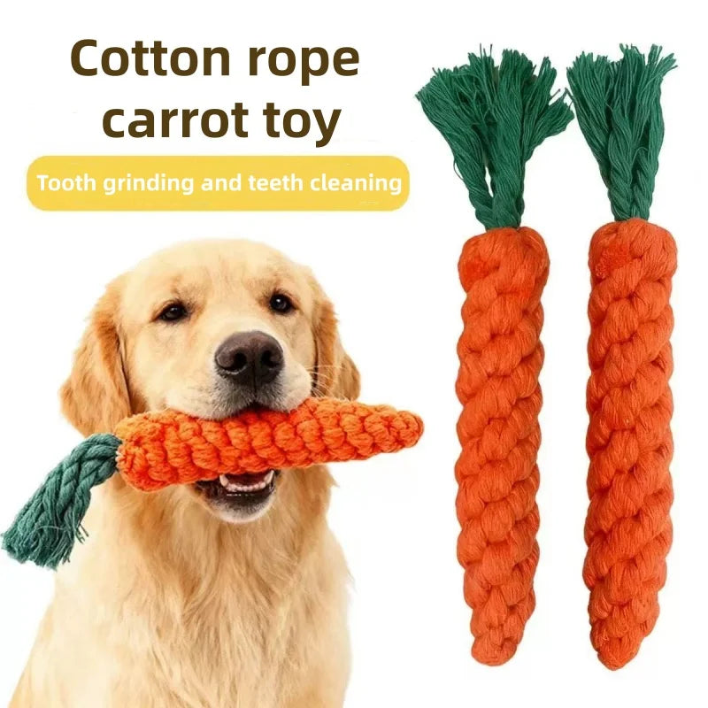 Dog Chew Toy Carrot Knot Toy Cotton Rope - MyPetDollar.com