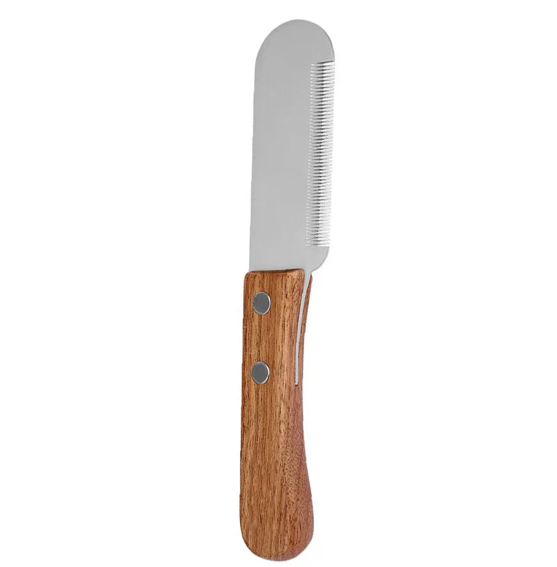 Pet Stainless Steel Wooden Handle Stripping Knife Professional – Cat Supplies