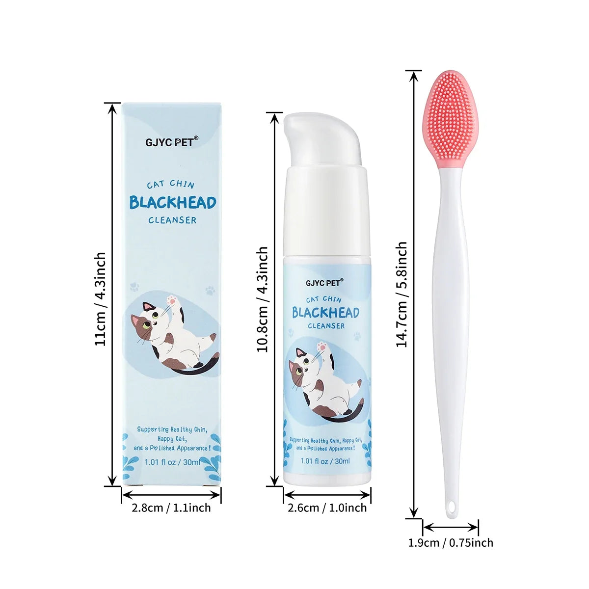 Cat Chin Acne Care Kit with Cleaning Grooming Brush