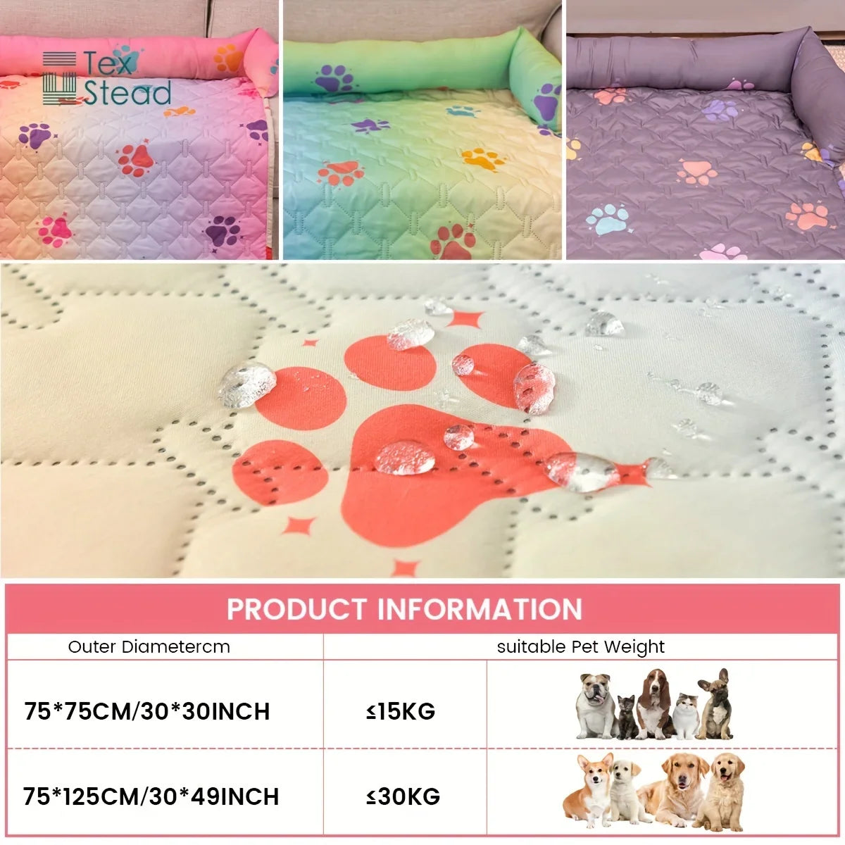 Reversible Rainbow Check Pet Bed with - MyPetDollar.com