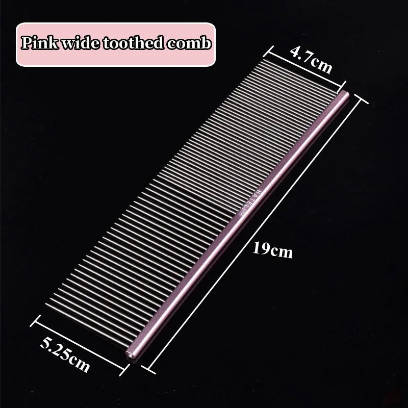 Pet Pink Comb Cat & Dog Professional Stainless Steel Grooming – 7 Colors