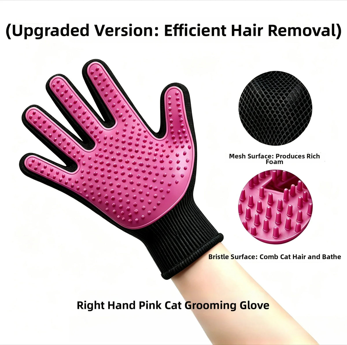 Pet Grooming Glove, Massage Hair Remover Mitt Brush