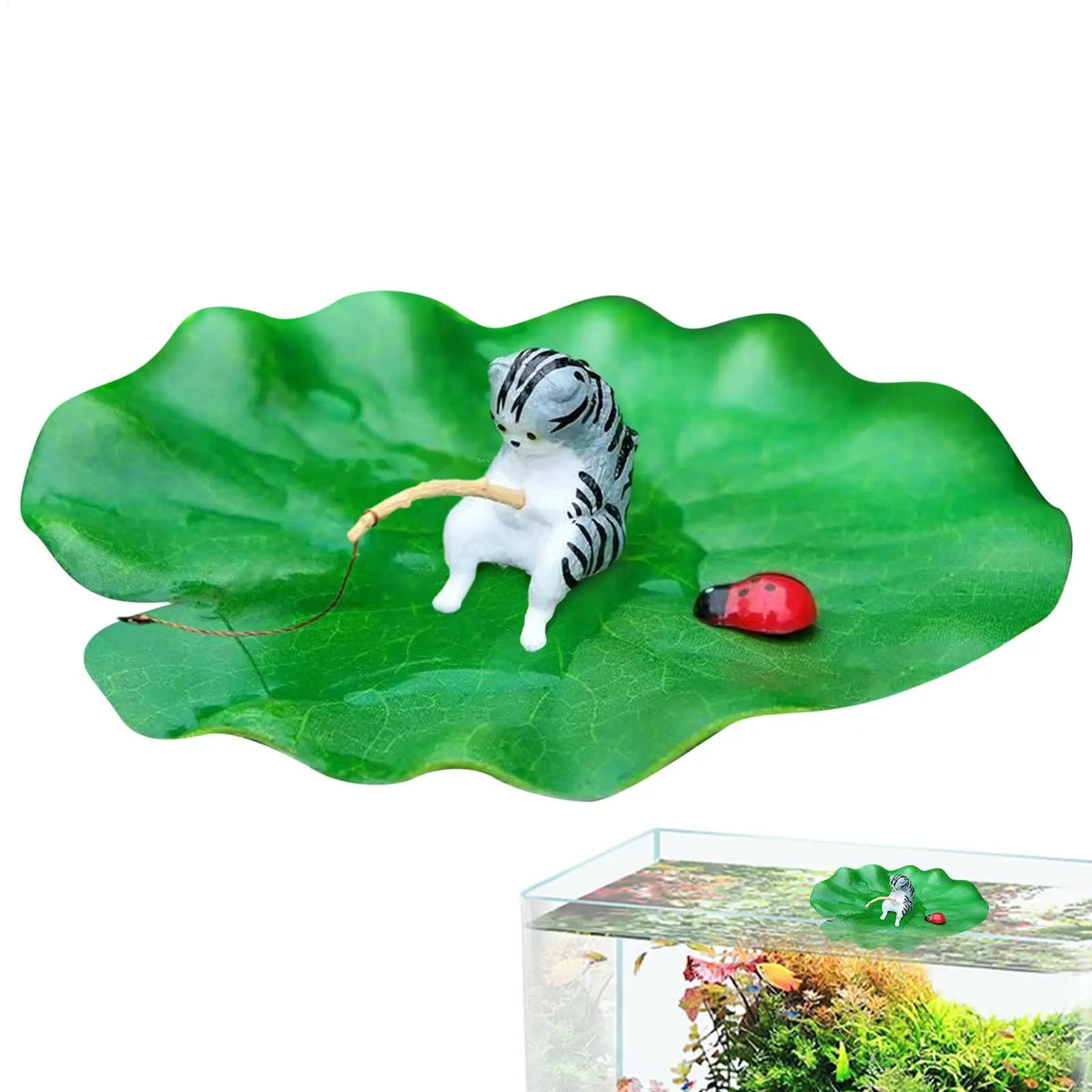Mini Floating Cat Fishing Lotus Leaf - MyPetDollar.com