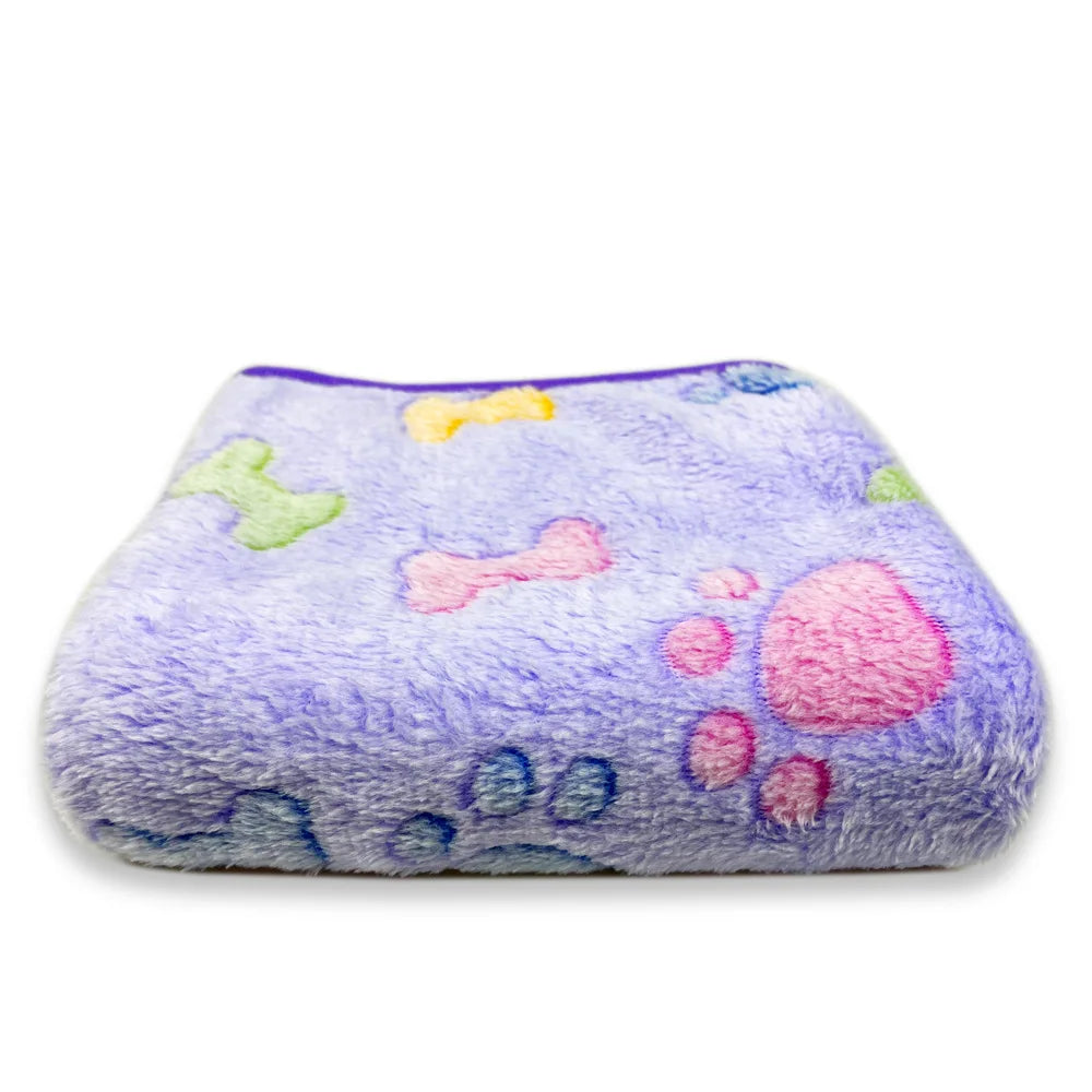 Coral Fleece Pet Blanket Warm Paw Print Dog - MyPetDollar.com
