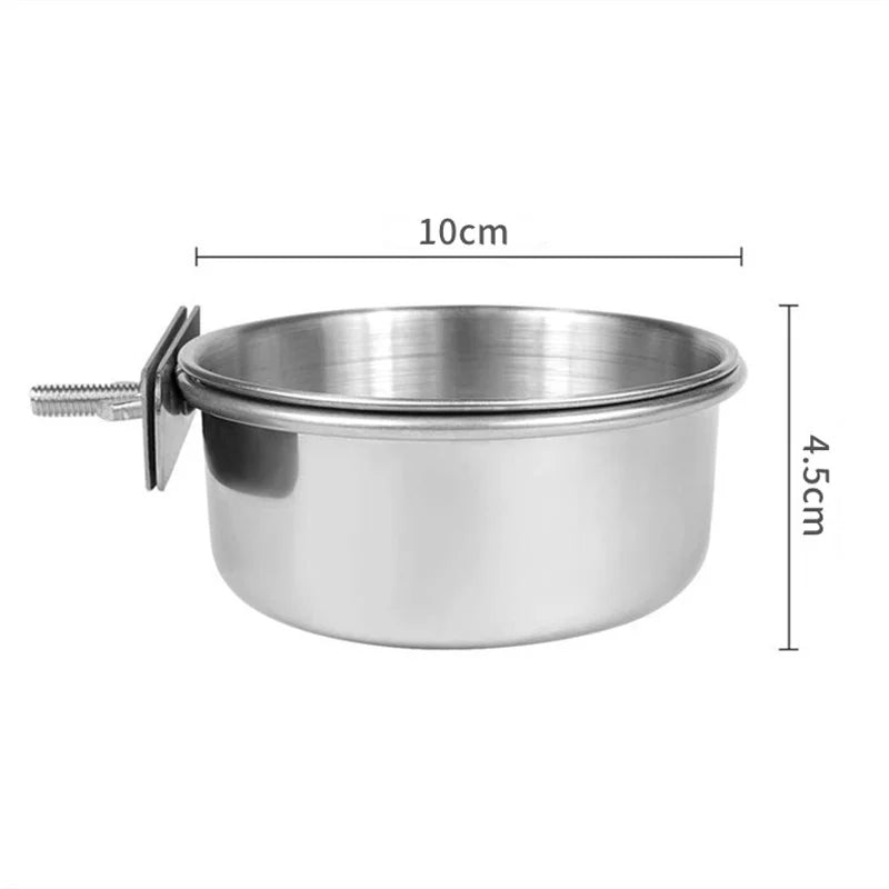 Bird Rabbit Pet Food Dish Hamster Stainless Steel Clamp – 3 Colors