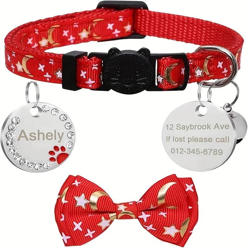 Personalized Cat Collar Pendant ID Engraving Name Tag