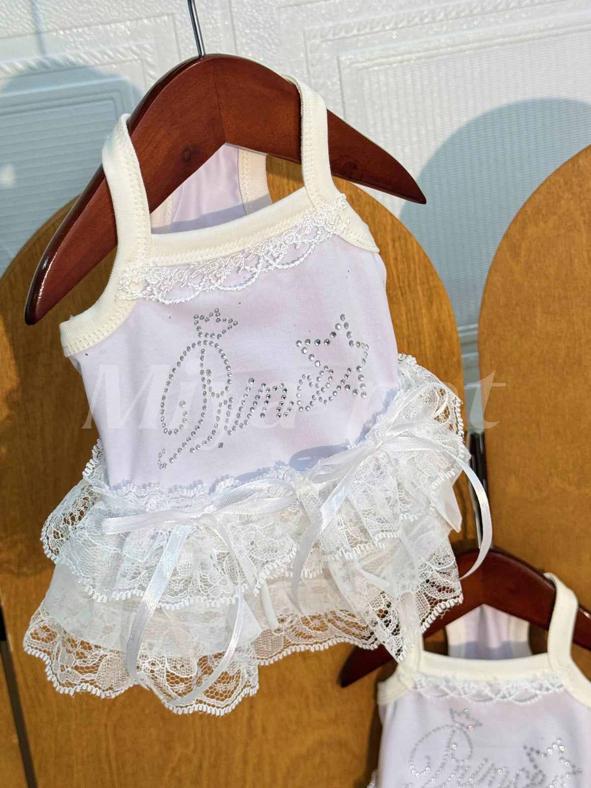 Pure Cotton Pet Strap Dress Lace Rhinestone - MyPetDollar.com