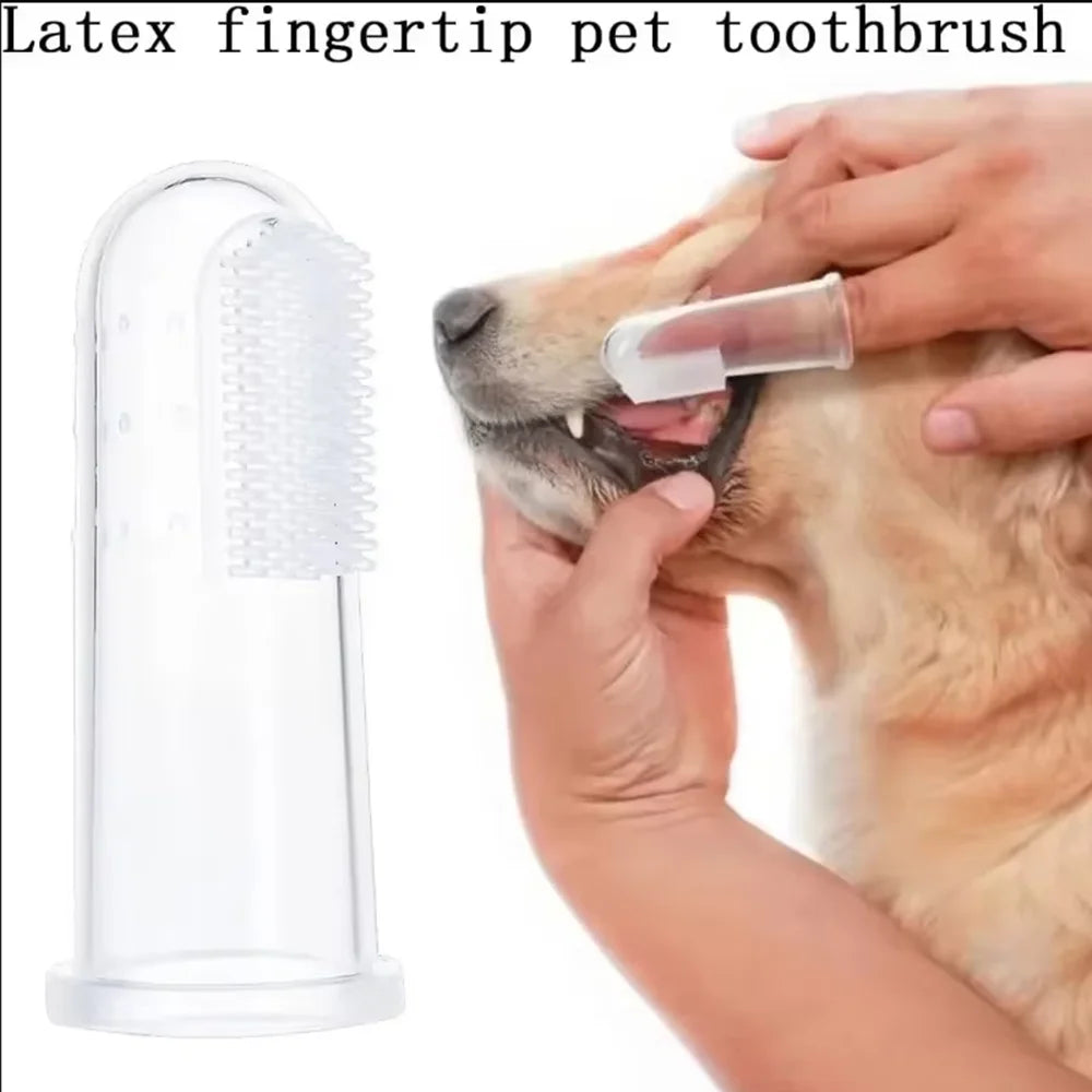 1 10 Soft Silicone Pet Finger Toothbrush Teddy Dog Grooming Brush