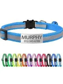 Adjustable 13 Colors Custom Engraved Reflective Cat Collar