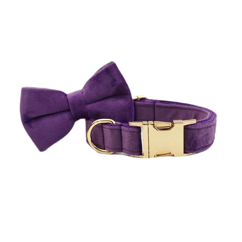 Purple Velvet Dog Collar And Leash Set For - MyPetDollar.com