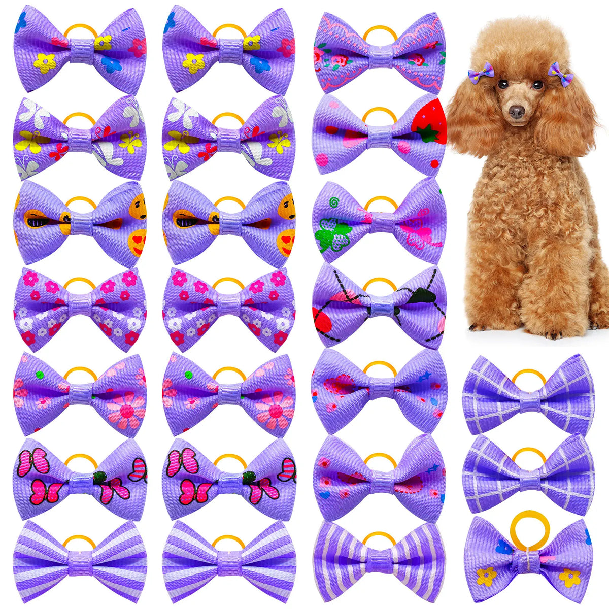 Small Dog Bows Pet Hair Accessories Rubber Bands – 11 Colors