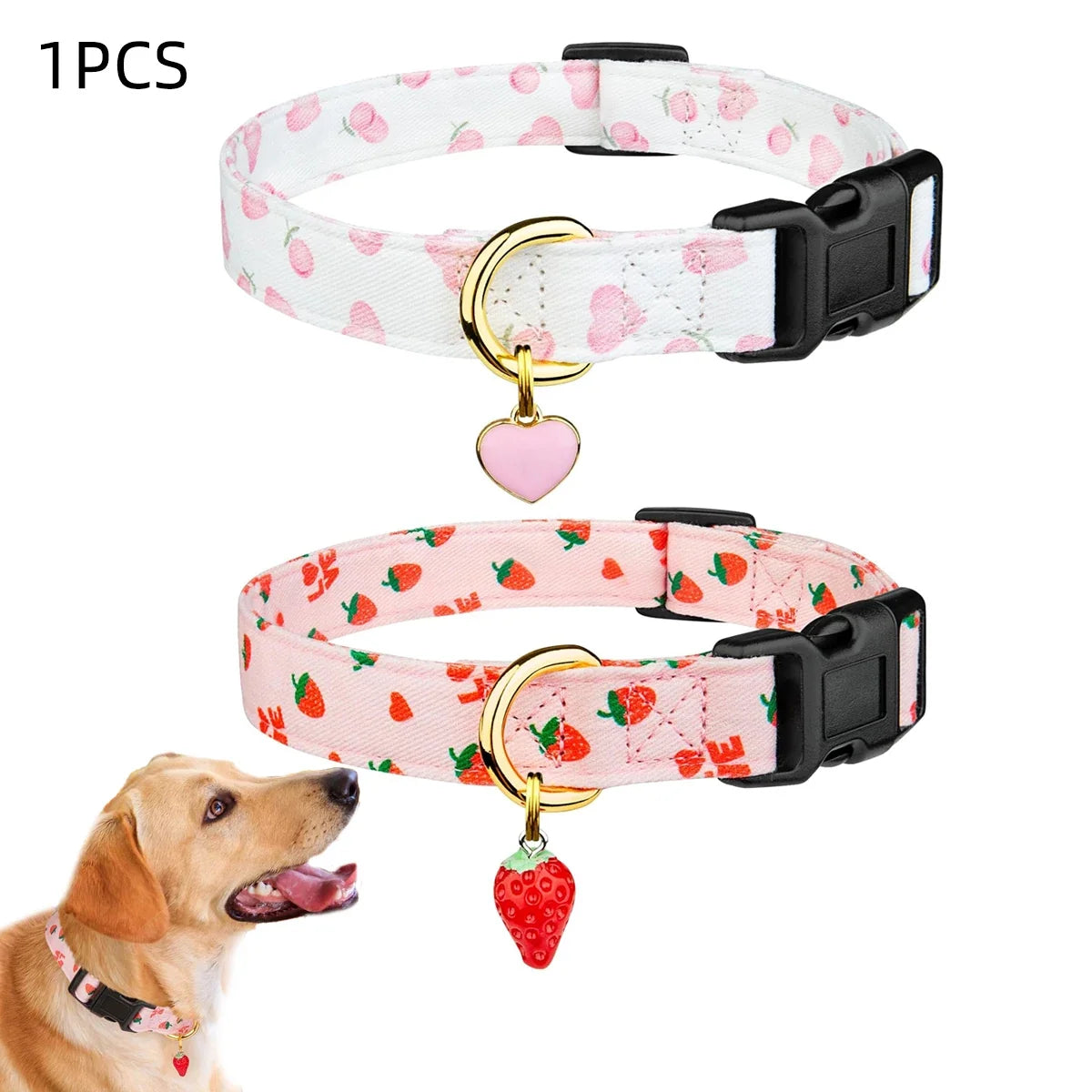 Solid Cotton Dog Collar Cute Heart And - MyPetDollar.com