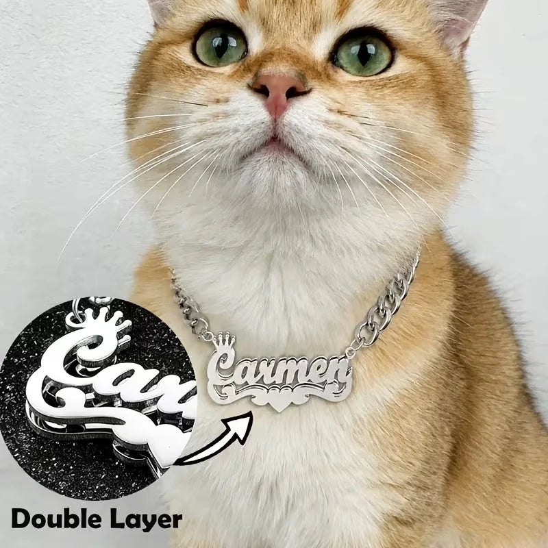 Custom Double Layer Pet Name Necklace 18K - MyPetDollar.com