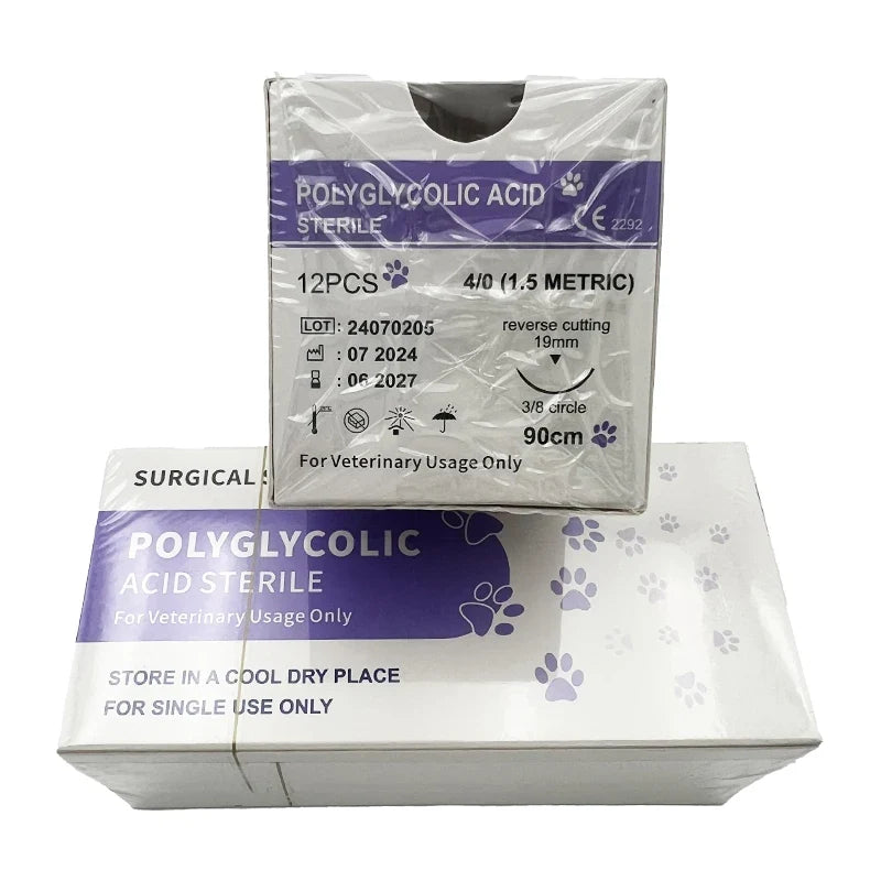 Pet Surgical Sutures PGA PDO Sterile Absorbable Non Removal – 14 Colors