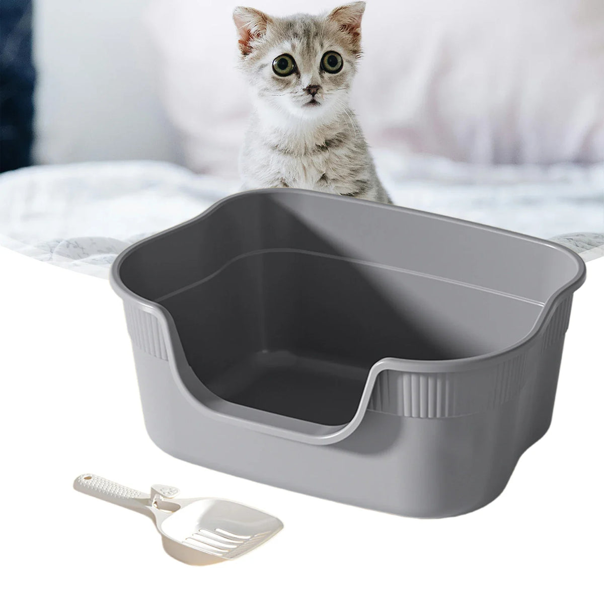 Semi Enclosed Cat Litter Box Anti Splashing - MyPetDollar.com