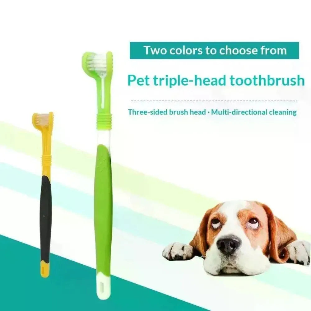 Three-Sided Pet Toothbrush Bad Breath Tartar - MyPetDollar.com