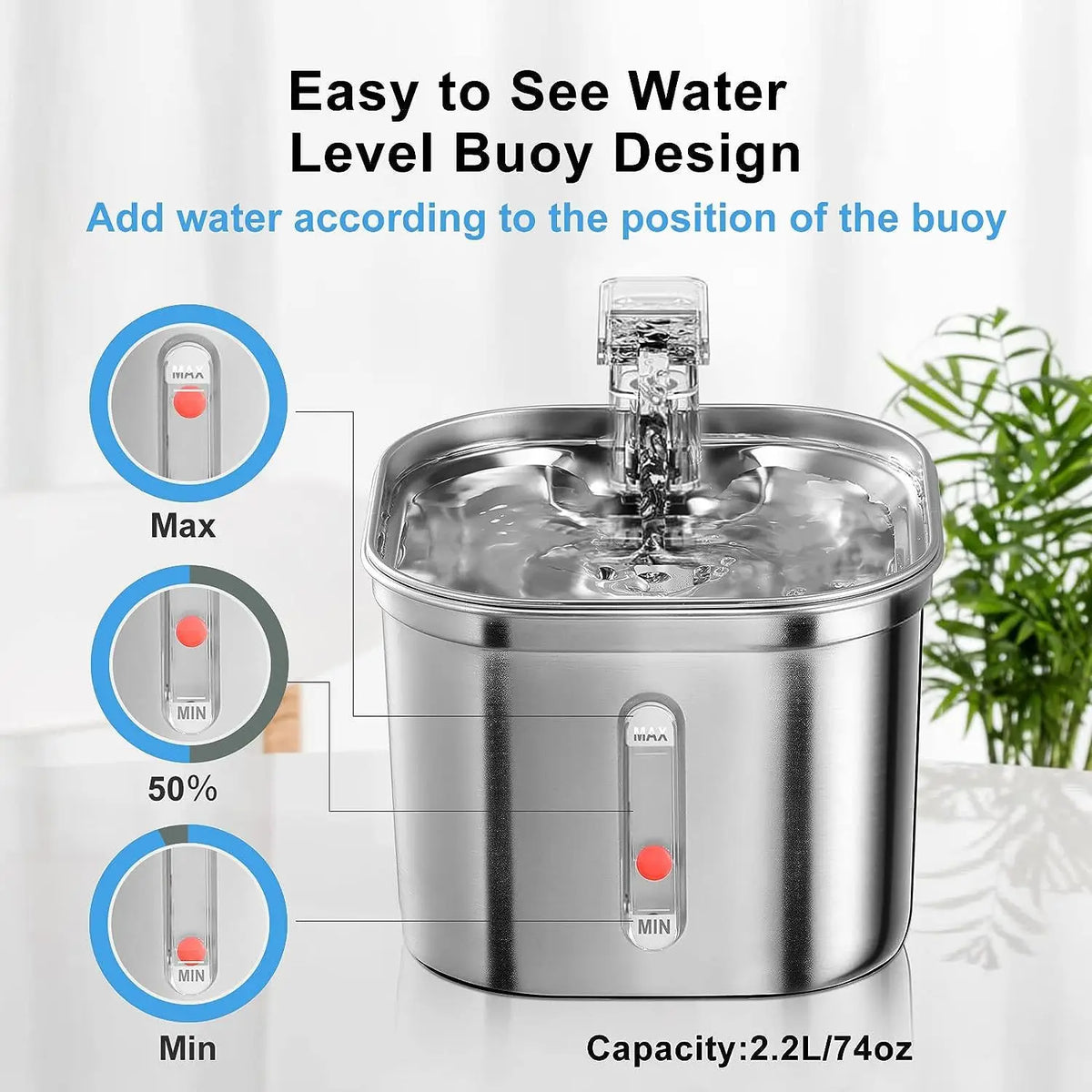 Pet Water Fountain (Stainless Steel + PP) - MyPetDollar.com