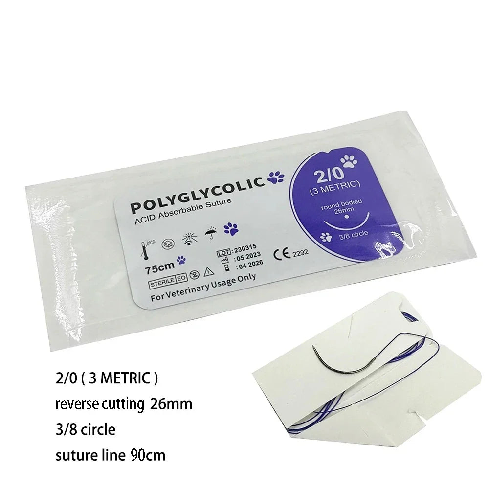 Pet Surgical Sutures PGA PDO Sterile Absorbable Non Removal – 14 Colors