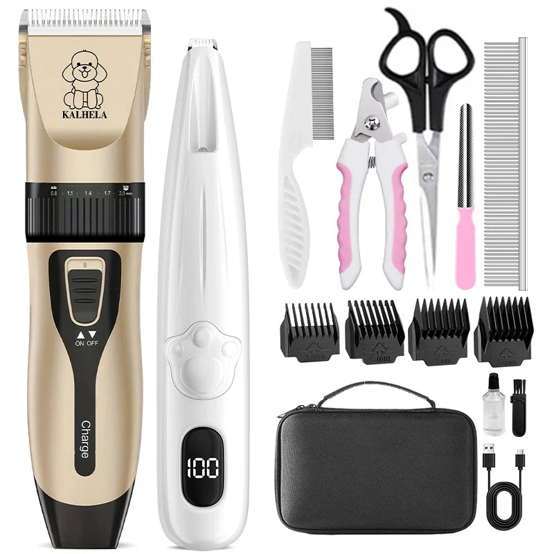 Rechargeable Pet Electric Grooming Clipper Kit – 4 Colors