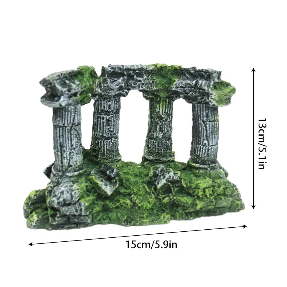 Environmentally Friendly Resin Ancient Roman Pillar Castle for Aquariums