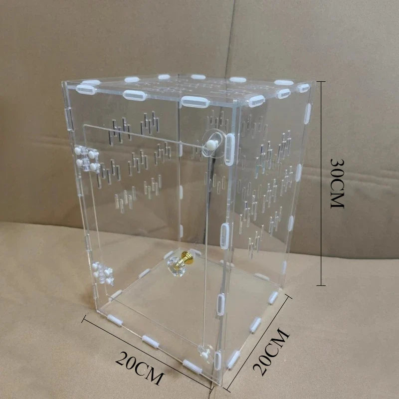 Acrylic Feeding Box Square Transparent Reptile Pet Terrariums – 3 Colors