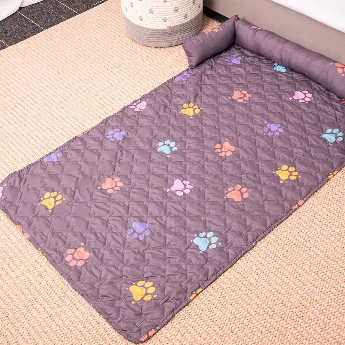Reversible Rainbow Check Pet Bed with - MyPetDollar.com