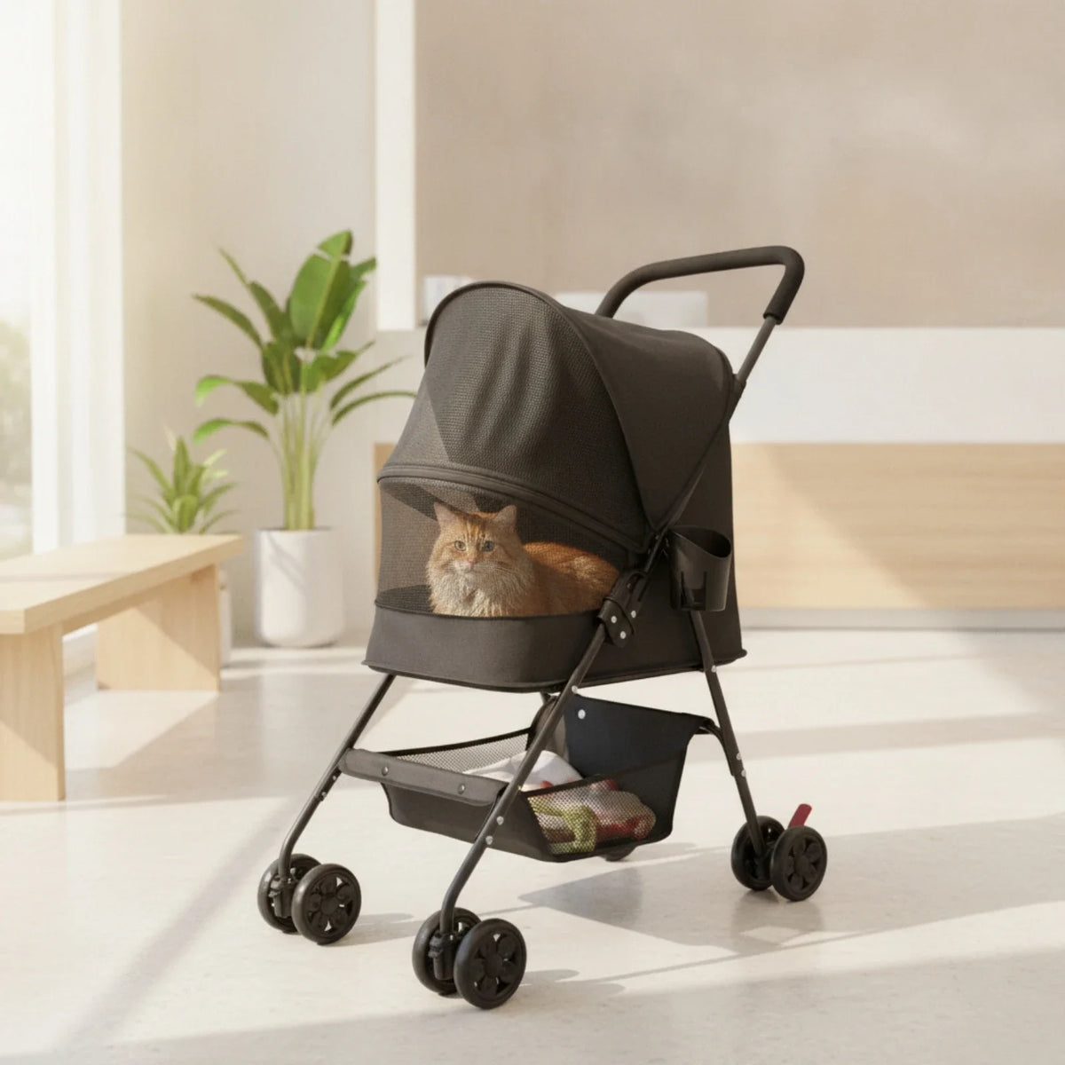 Pet Stroller with Cup Holder Collapsible Pet - MyPetDollar.com