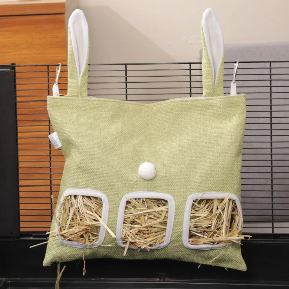 2 3 Holes Hanging Hay Bag Canvas Large Capacity Small Animal – 8 Colors