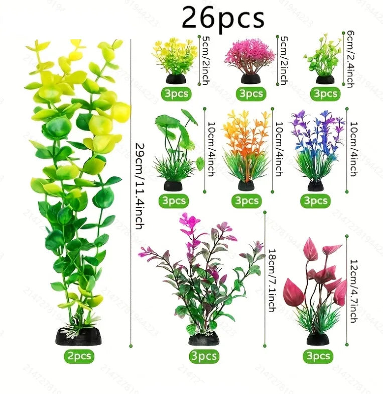 25/26PCS Artificial Aquarium Decor Plants - MyPetDollar.com