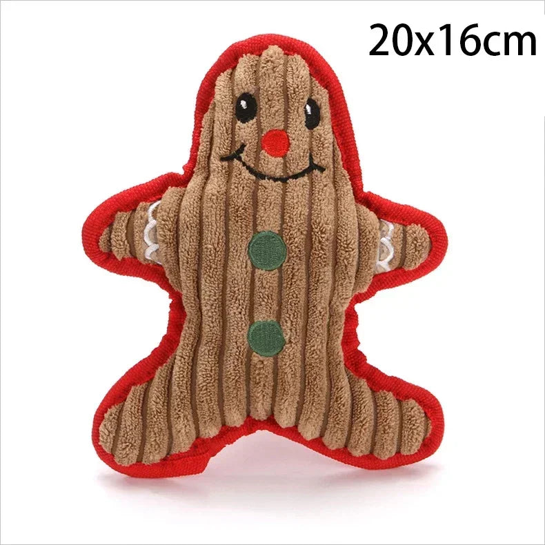 Dog Chewing Plaything Xmas Pet Plush Noise Santa Elk Gingerbread Man